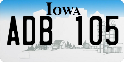 IA license plate ADB105