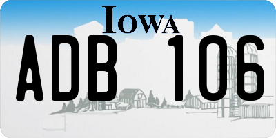IA license plate ADB106