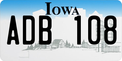 IA license plate ADB108