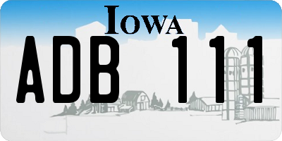 IA license plate ADB111