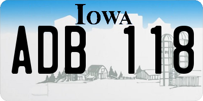 IA license plate ADB118