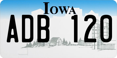 IA license plate ADB120