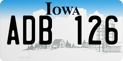 IA license plate ADB126