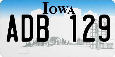 IA license plate ADB129