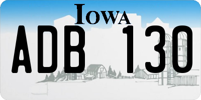 IA license plate ADB130