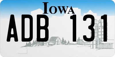 IA license plate ADB131