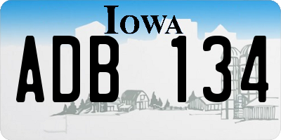 IA license plate ADB134