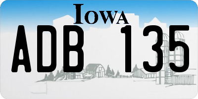 IA license plate ADB135