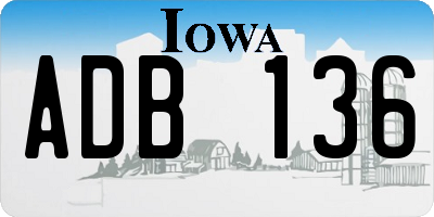 IA license plate ADB136