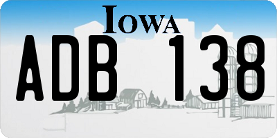 IA license plate ADB138