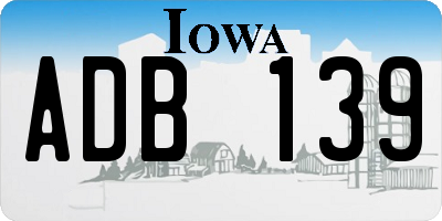 IA license plate ADB139