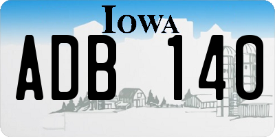 IA license plate ADB140