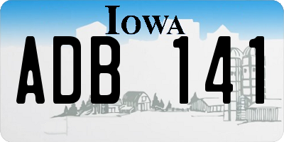 IA license plate ADB141