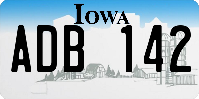 IA license plate ADB142