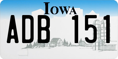 IA license plate ADB151