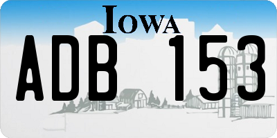 IA license plate ADB153
