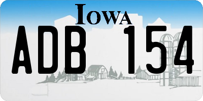 IA license plate ADB154