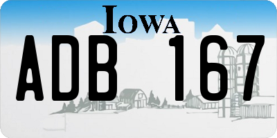IA license plate ADB167
