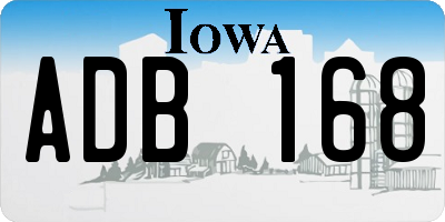 IA license plate ADB168