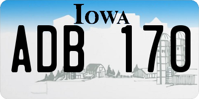 IA license plate ADB170