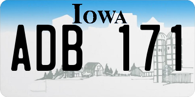 IA license plate ADB171