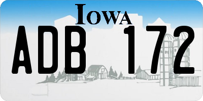 IA license plate ADB172