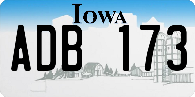 IA license plate ADB173
