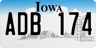 IA license plate ADB174
