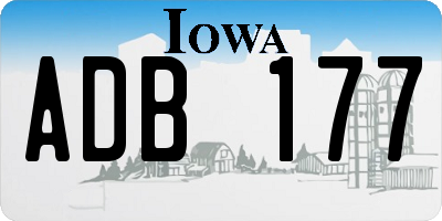 IA license plate ADB177