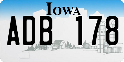 IA license plate ADB178