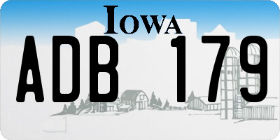 IA license plate ADB179