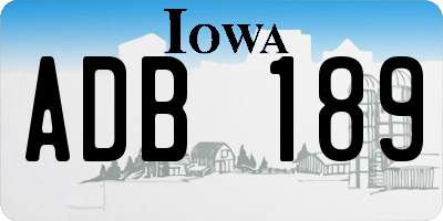 IA license plate ADB189