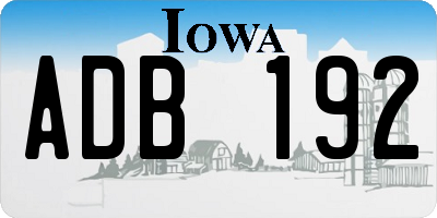 IA license plate ADB192