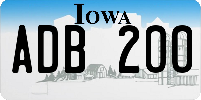 IA license plate ADB200
