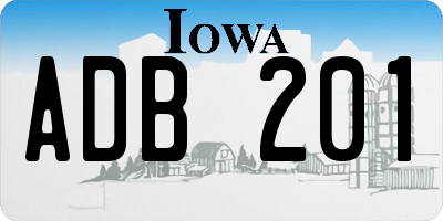 IA license plate ADB201