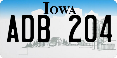 IA license plate ADB204