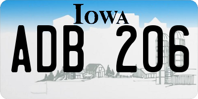 IA license plate ADB206