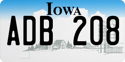 IA license plate ADB208
