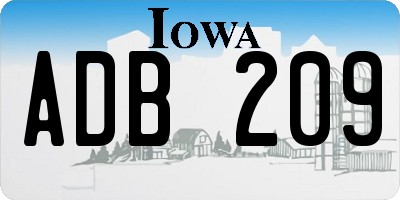 IA license plate ADB209