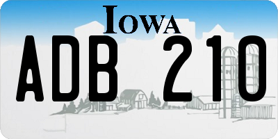 IA license plate ADB210
