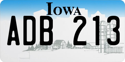 IA license plate ADB213