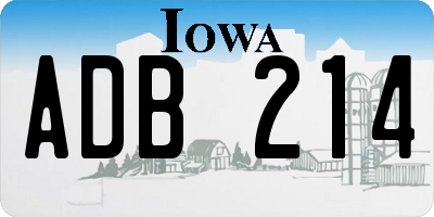 IA license plate ADB214