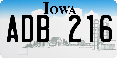 IA license plate ADB216