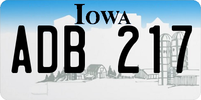 IA license plate ADB217