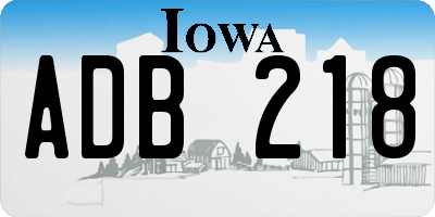 IA license plate ADB218