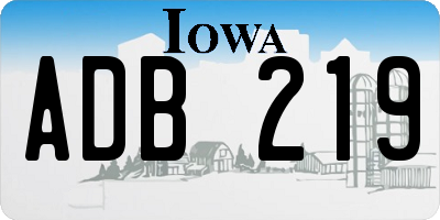 IA license plate ADB219
