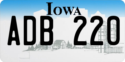 IA license plate ADB220