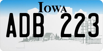 IA license plate ADB223