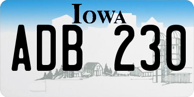 IA license plate ADB230
