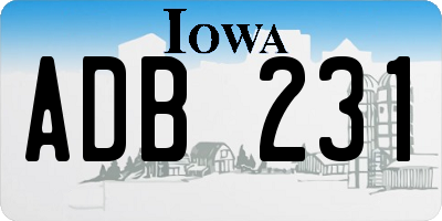 IA license plate ADB231